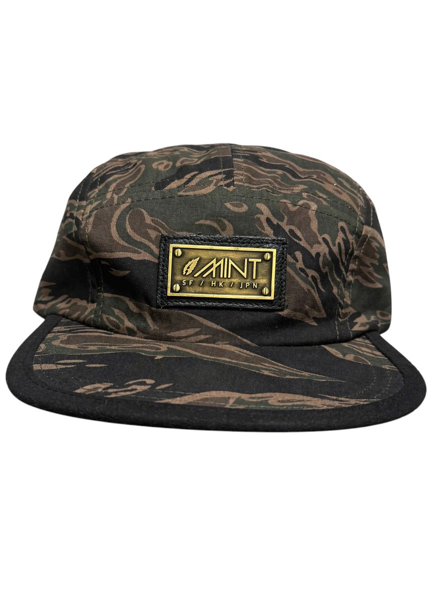 5 Panel Strap back Hat Tiger Camo Brown Cap