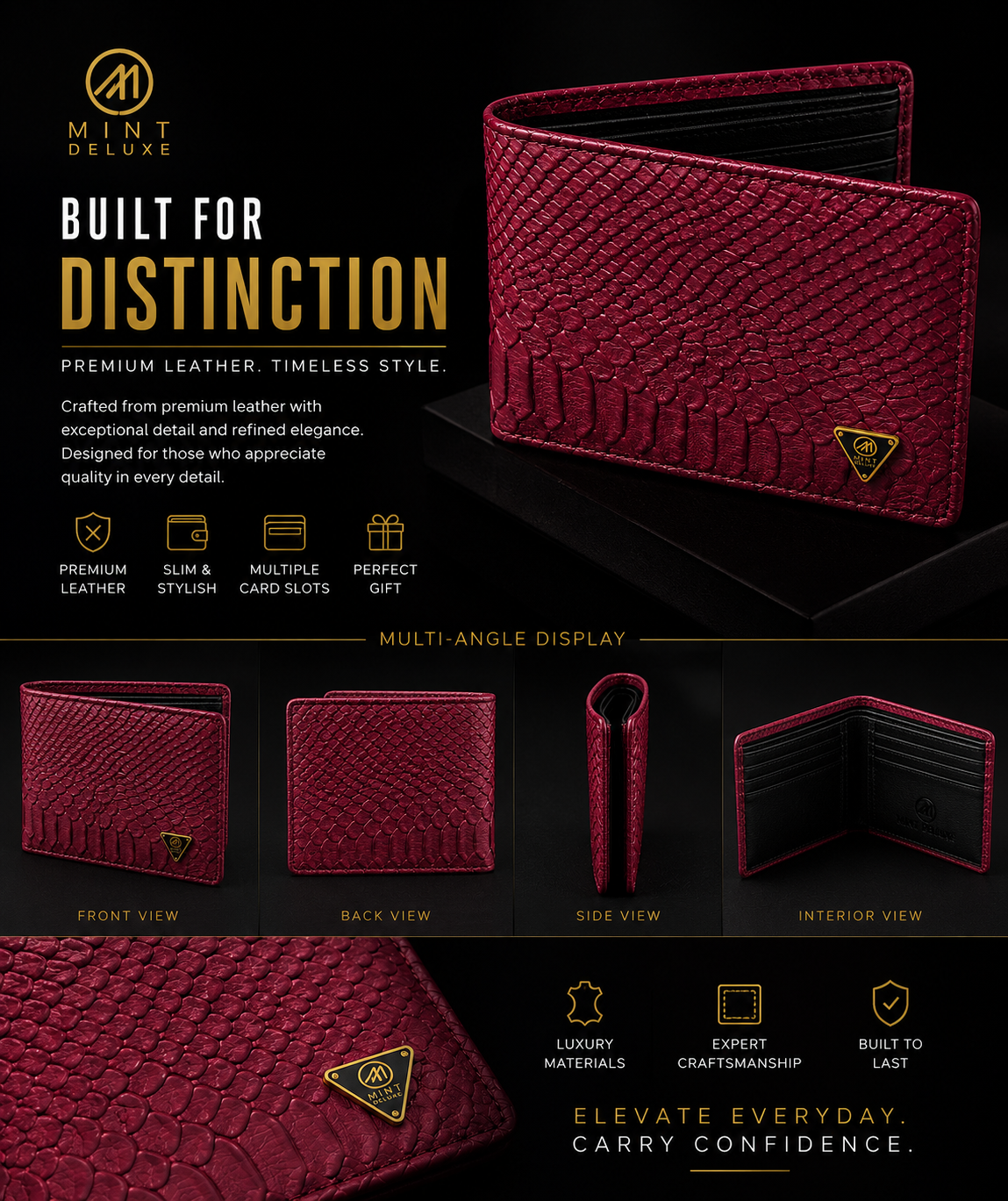 Red Anaconda Snake Bifold Wallet