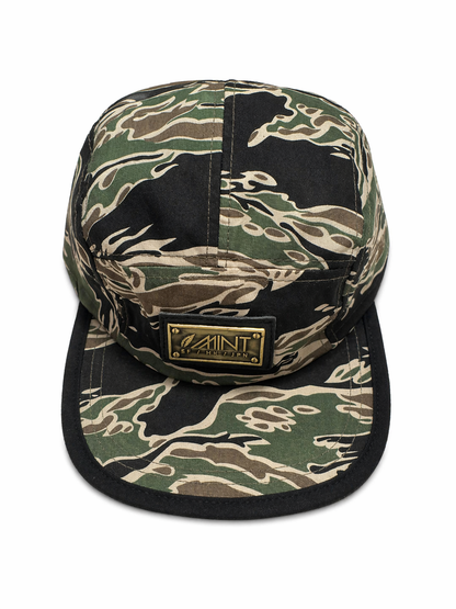 5 Panel Strap back Hat Tiger Camo Tan Cap