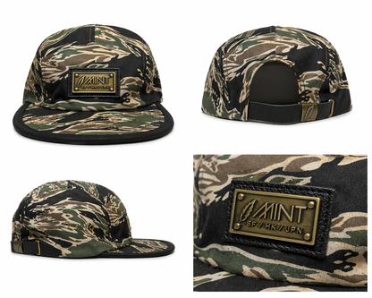 5 Panel Strap back Hat Tiger Camo Tan Cap