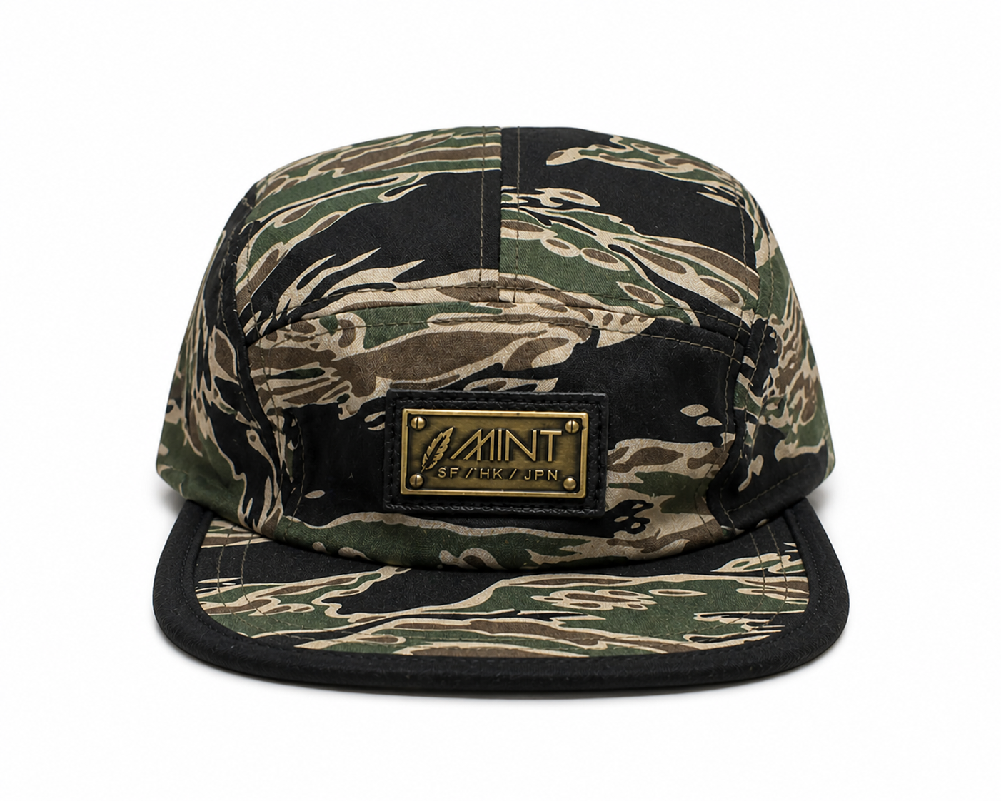 5 Panel Strap back Hat Tiger Camo Tan Cap