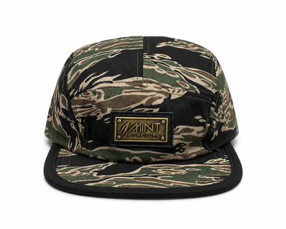 5 Panel Strap back Hat Tiger Camo Tan Cap