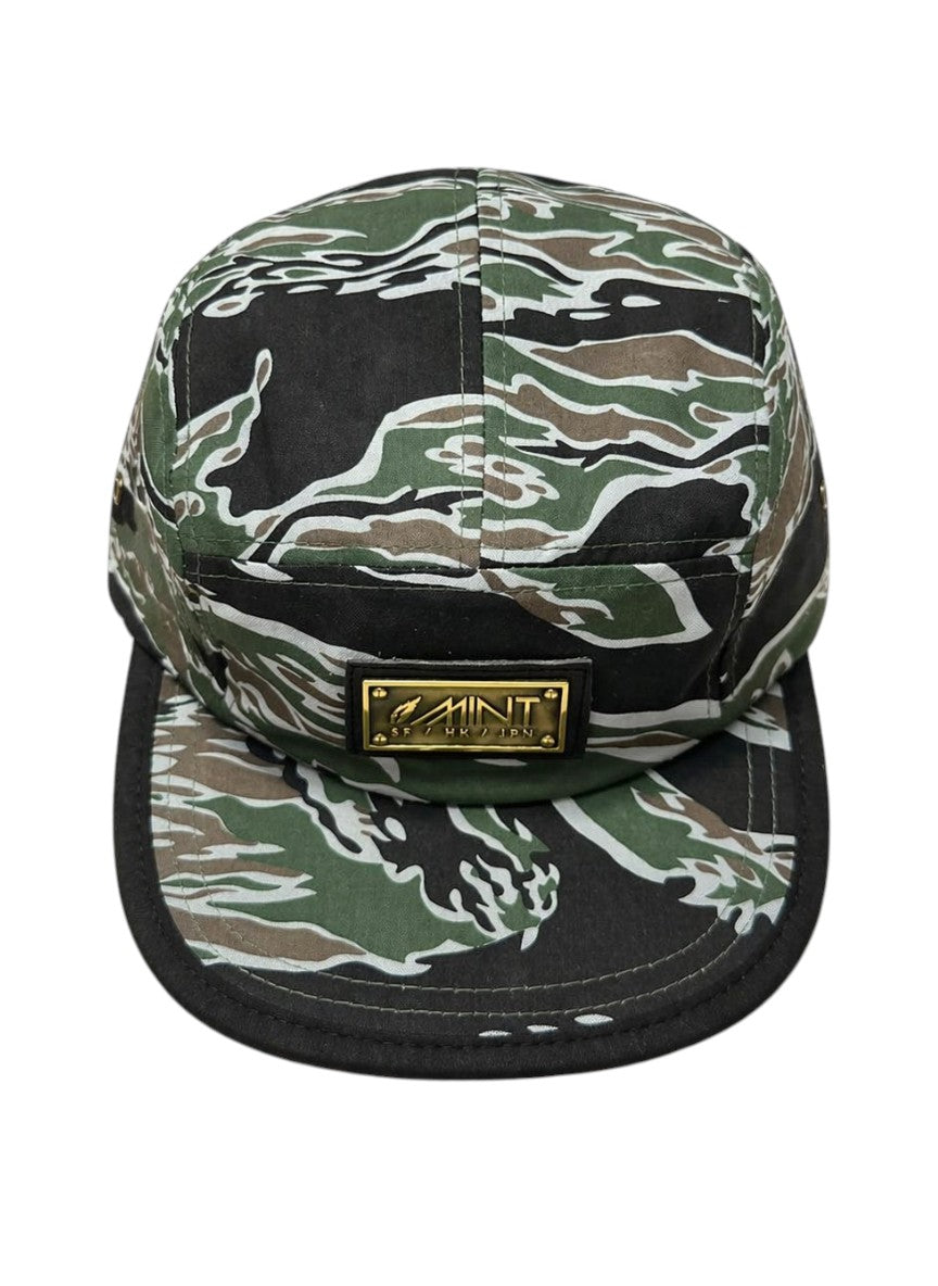 Strap back Hat 5 Panel Tiger Camo Green Cap
