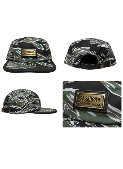 Strap back Hat 5 Panel Tiger Camo Green Cap