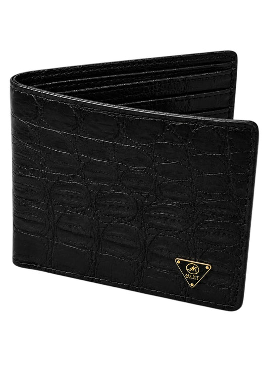 Black Crocodile Snakeskin Bifold Wallet