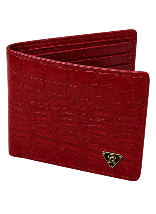 Red Crocodile Snakeskin Bifold Wallet