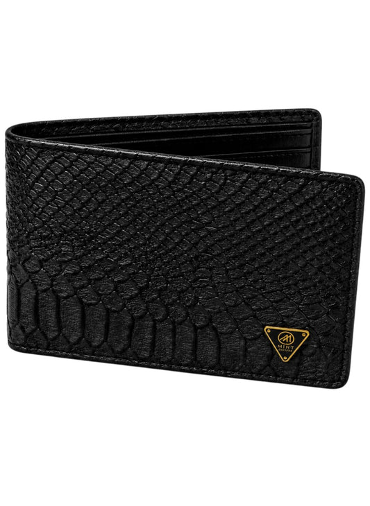 Black Anaconda Snake Bifold Wallet