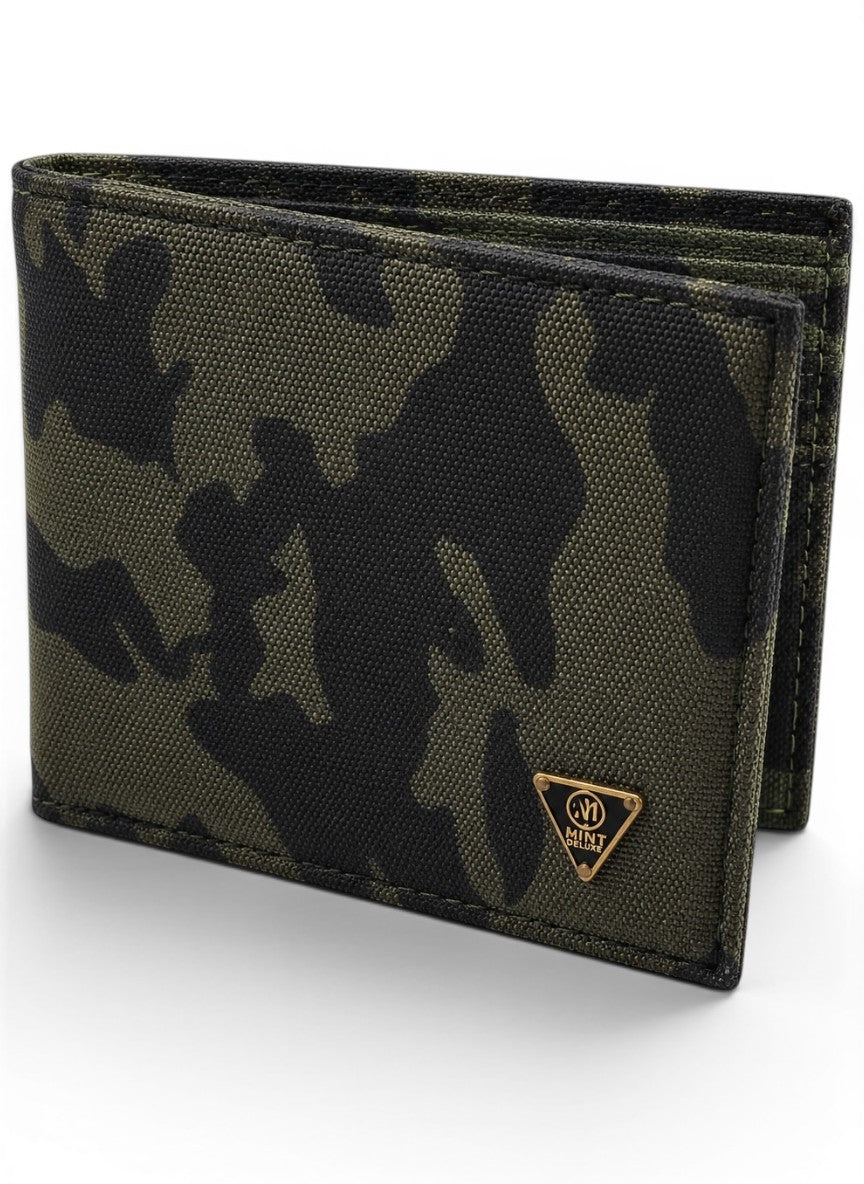 Green Camo Ballistic Nylon Bifold Wallet