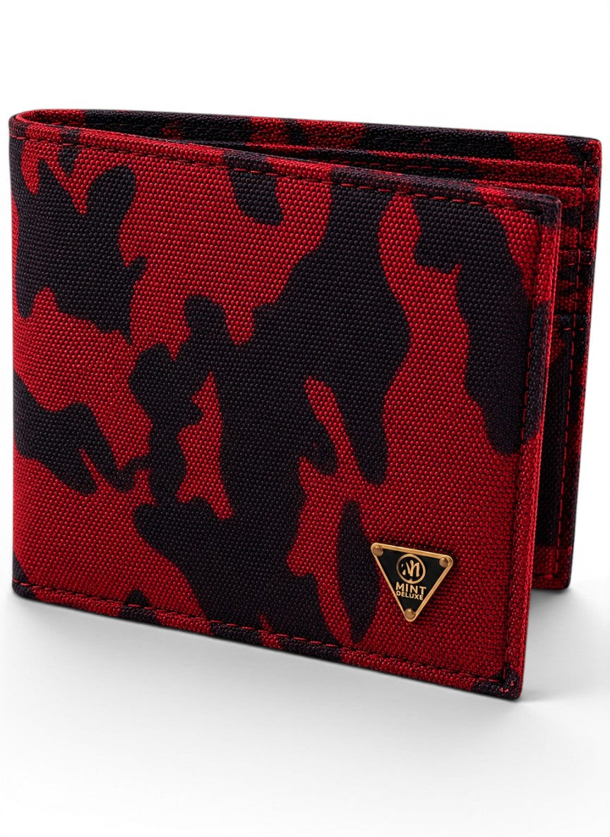 Red Camo Ballistic Nylon Bifold Wallet