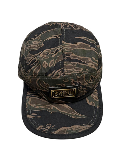 5 Panel Strap back Hat Tiger Camo Brown Cap