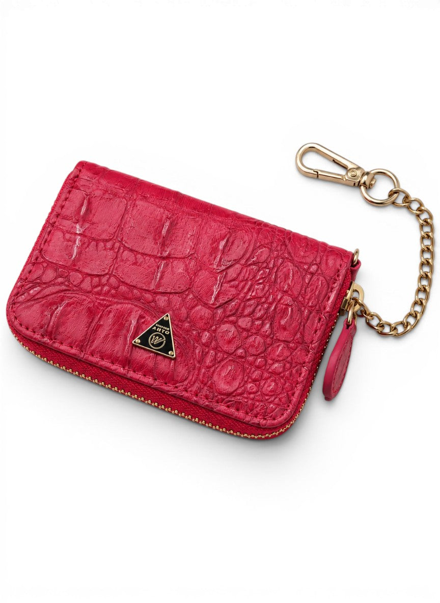 Premium Red Crocodile Skin Coin Wallet