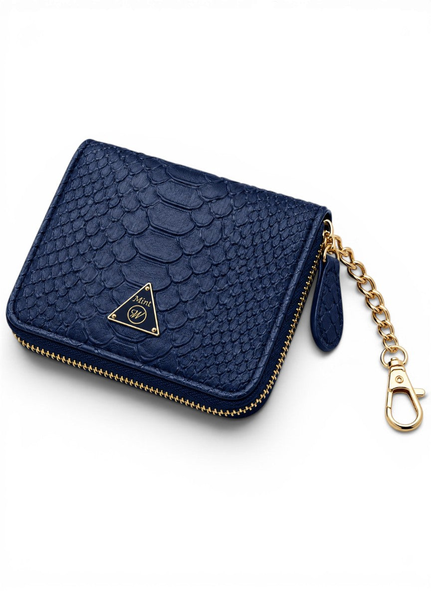 Premium Navy Anaconda Skin Coin Wallet