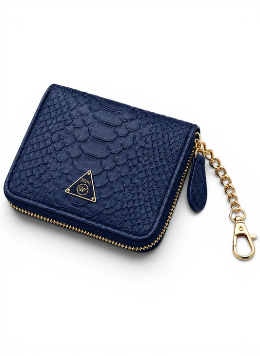 Premium Navy Anaconda Skin Coin Wallet