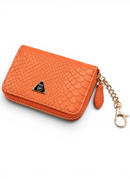 Premium Orange Anaconda Skin Coin Wallet