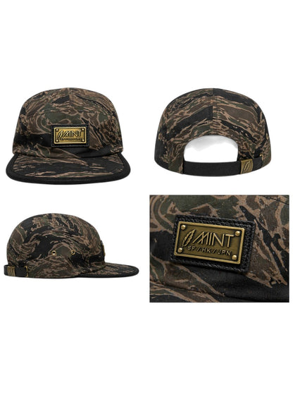 5 Panel Strap back Hat Tiger Camo Brown Cap