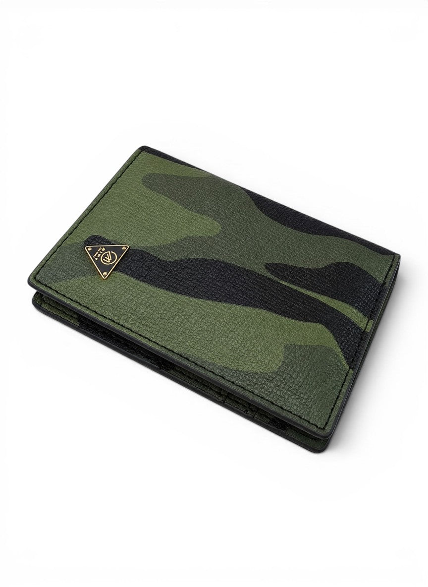 Premium Green Camo Leather Slim Wallet