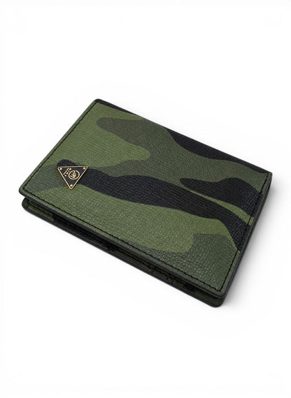 Premium Green Camo Leather Slim Wallet