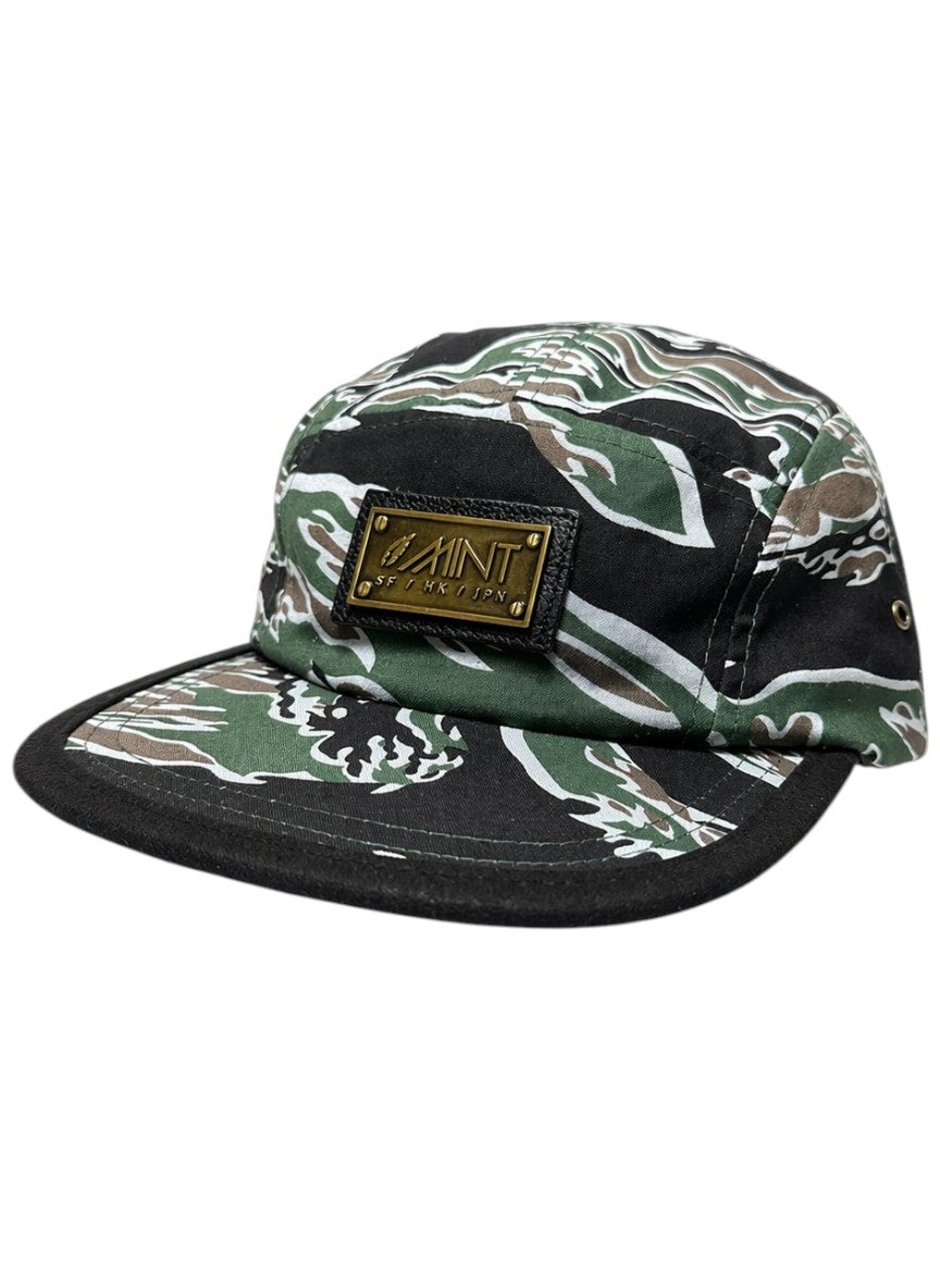 Strap back Hat 5 Panel Tiger Camo Green Cap