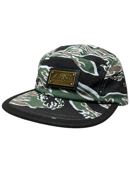 Strap back Hat 5 Panel Tiger Camo Green Cap