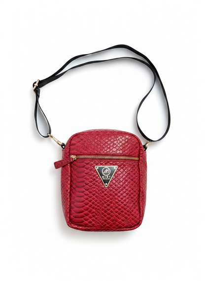 Red Python Snakeskin Day Bag