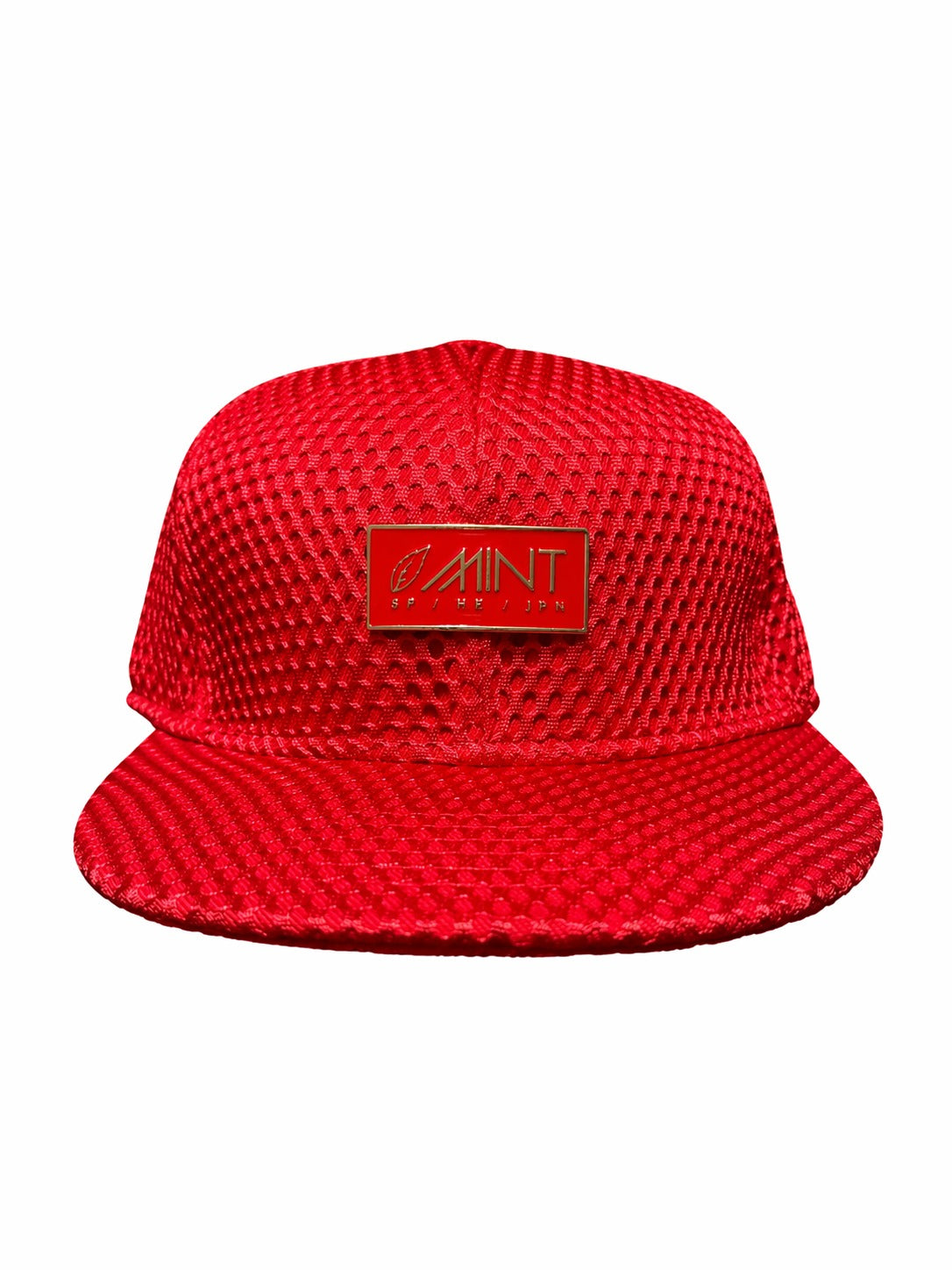 6 Panel Snap back Hat Red Mesh Cap