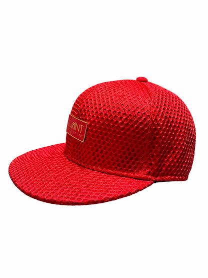 6 Panel Snap back Hat Red Mesh Cap