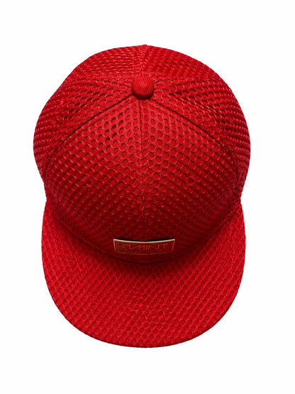 6 Panel Snap back Hat Red Mesh Cap