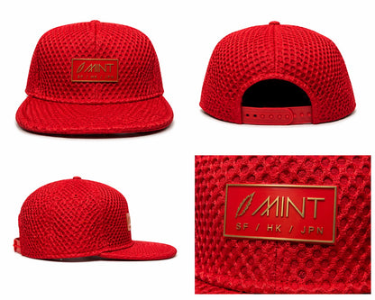 6 Panel Snap back Hat Red Mesh Cap