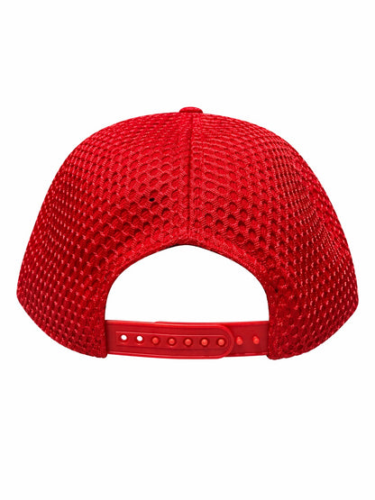 6 Panel Snap back Hat Red Mesh Cap