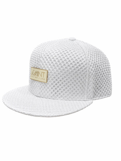 6 Panel Snap back Hat White Mesh Cap