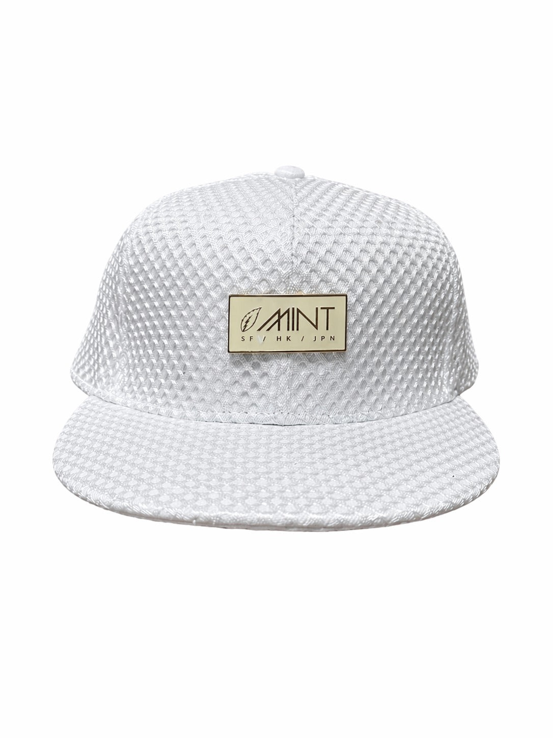 6 Panel Snap back Hat White Mesh Cap