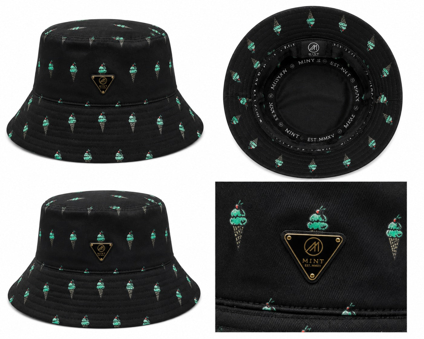Mint Ice Cream Bucket Hat In Black