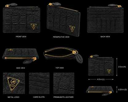 Premium Black crocodile Leather Coin Pouch