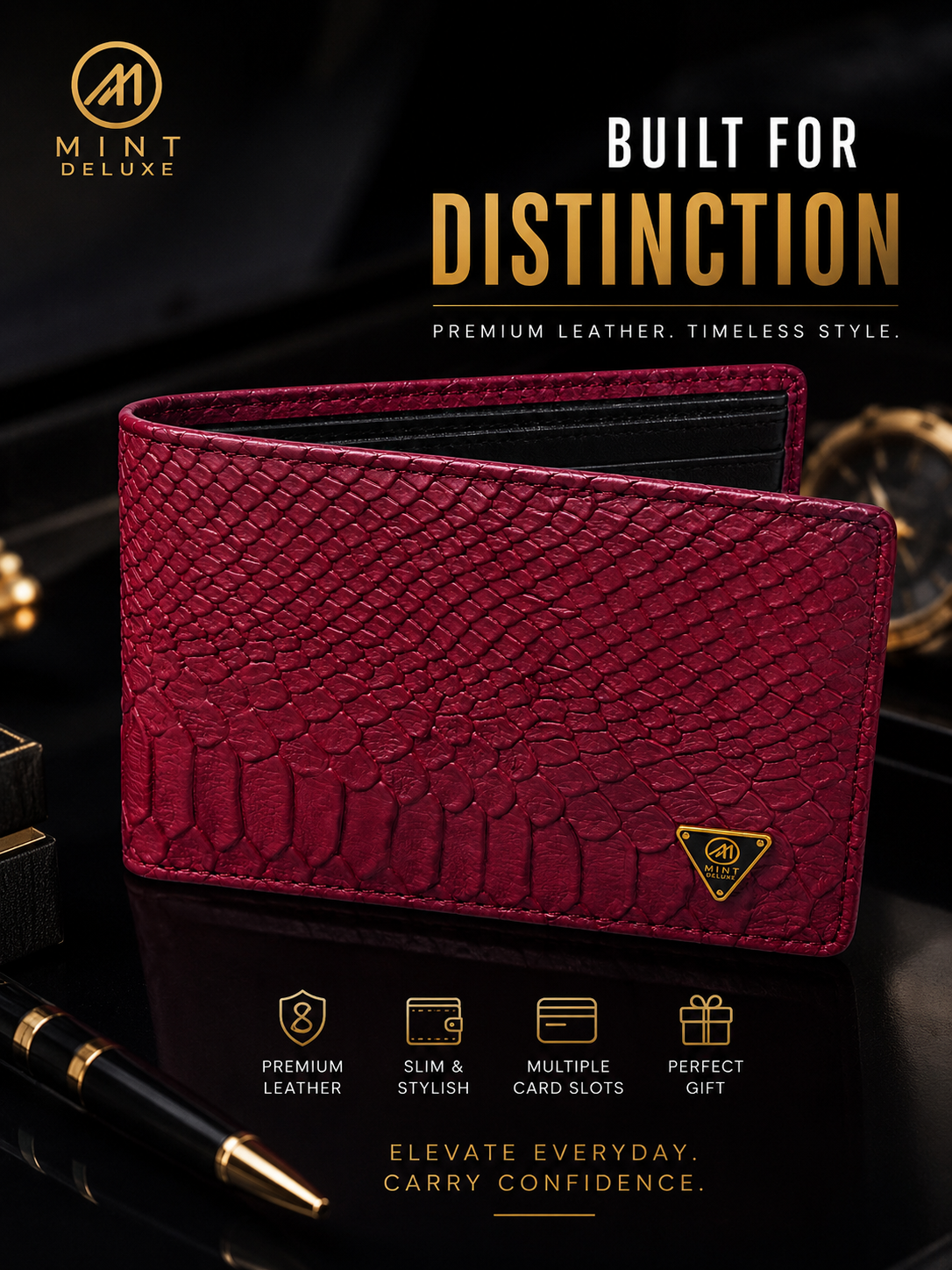 Red Anaconda Snake Bifold Wallet