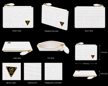 Premium White crocodile Leather Coin Pouch