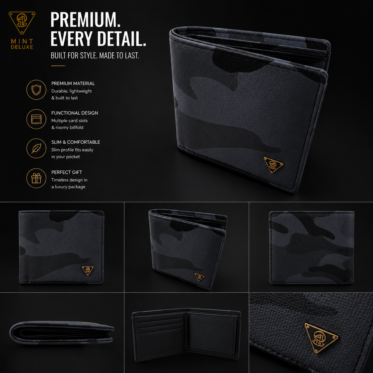 Gray Camo Bifold Wallet