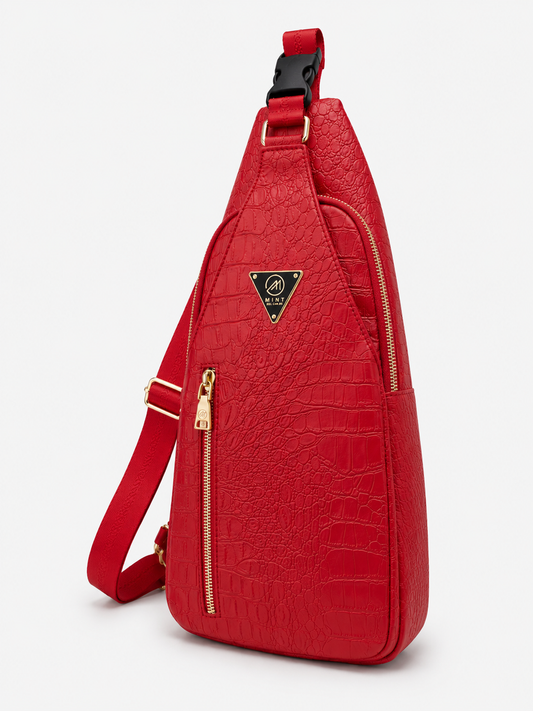 Red Crocodile Snakeskin Cross Body Sling