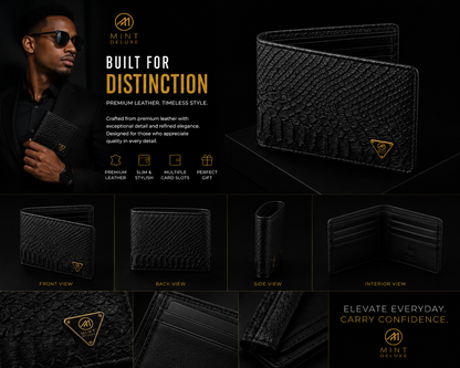 Black Anaconda Snake Bifold Wallet
