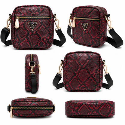 Red Cobra Snakeskin Day Bag