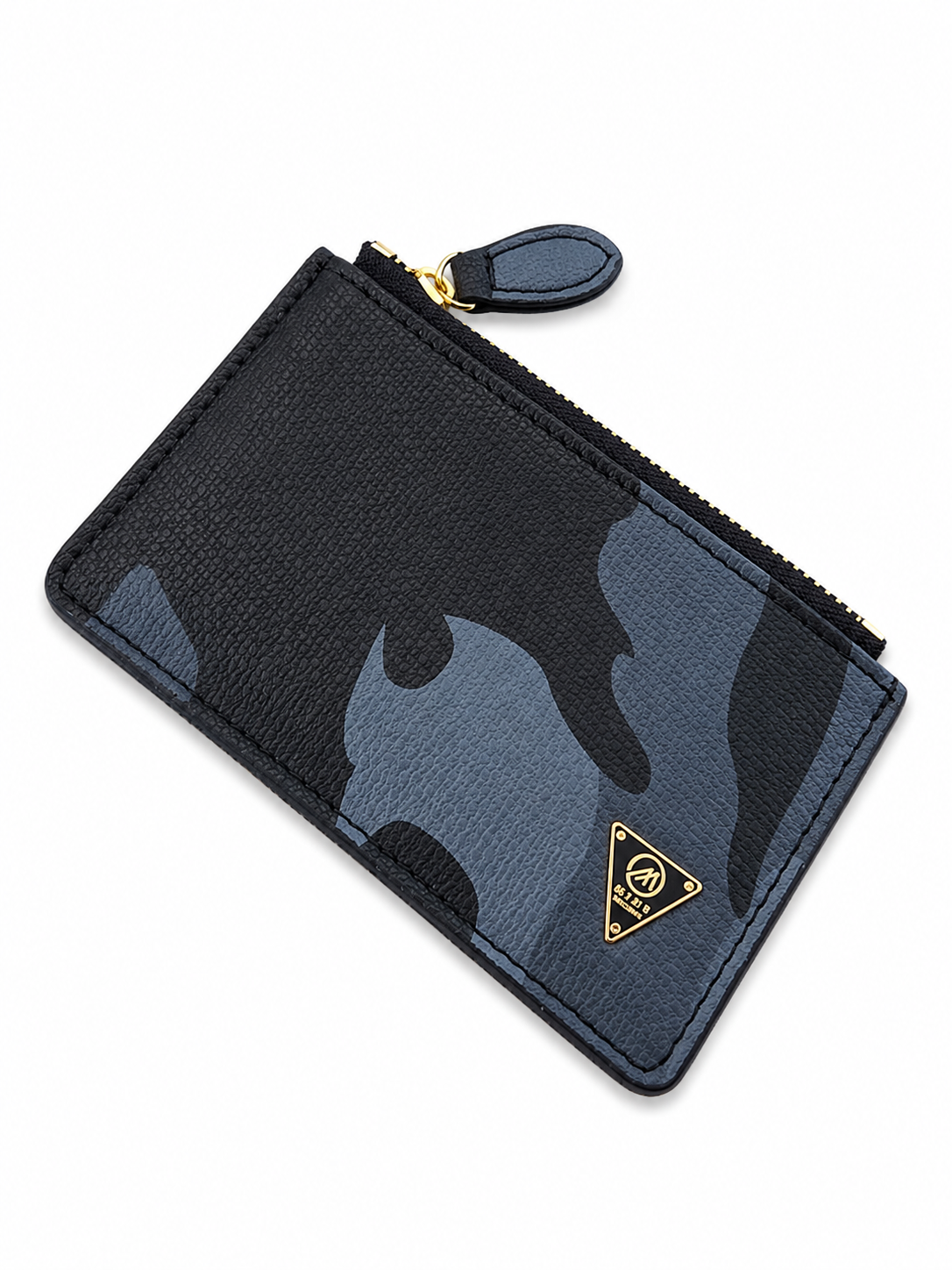 Black camouflage wallet with a brand logo on a white background by Mint Worldwide.