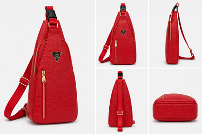 Red Crocodile Snakeskin Cross Body Sling