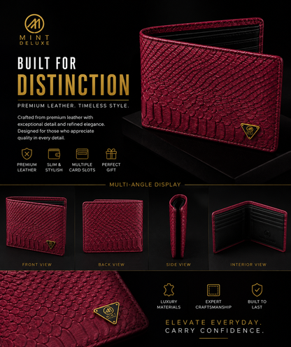Red Anaconda Snake Bifold Wallet
