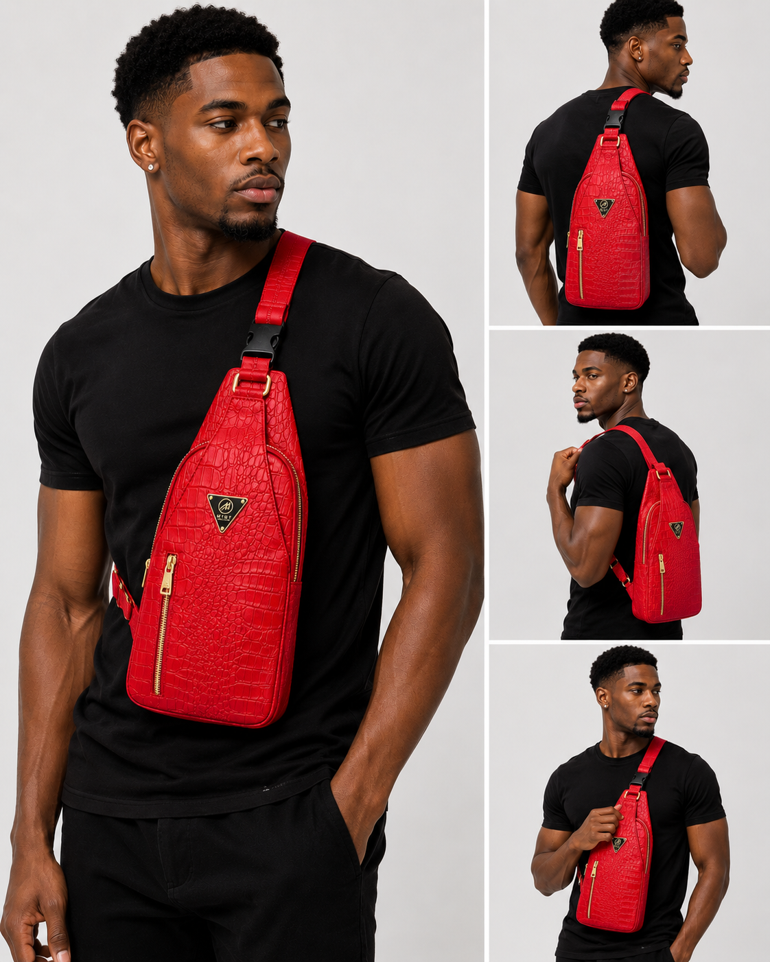Red Crocodile Snakeskin Cross Body Sling