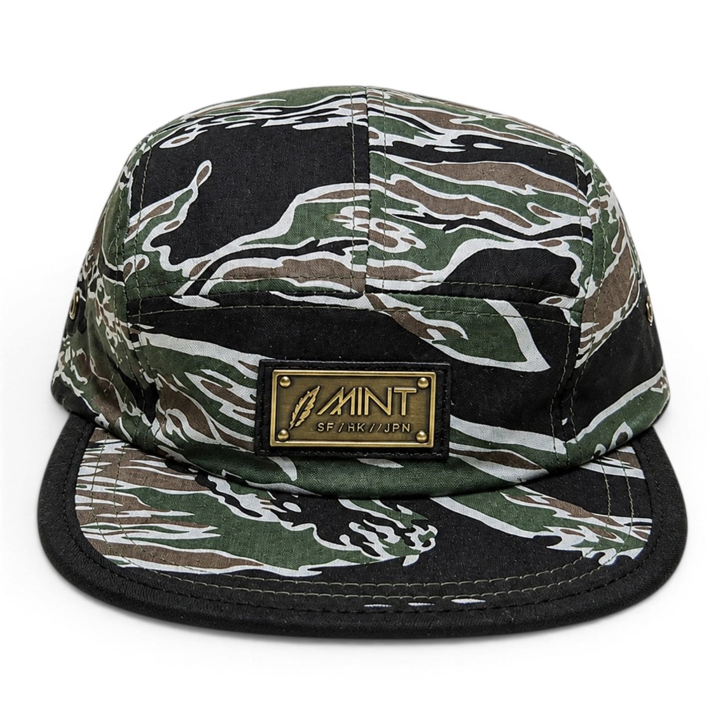 Strap back Hat 5 Panel Tiger Camo Green Cap