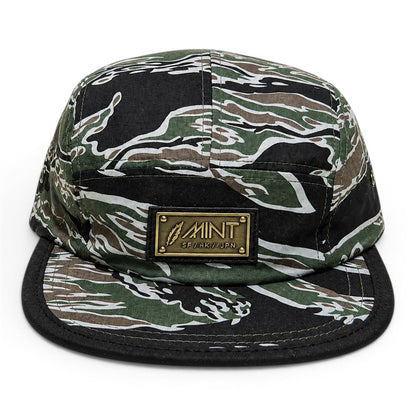 Strap back Hat 5 Panel Tiger Camo Green Cap