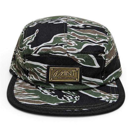 Strap back Hat 5 Panel Tiger Camo Green Cap