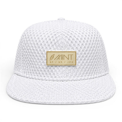 6 Panel Snap back Hat White Mesh Cap